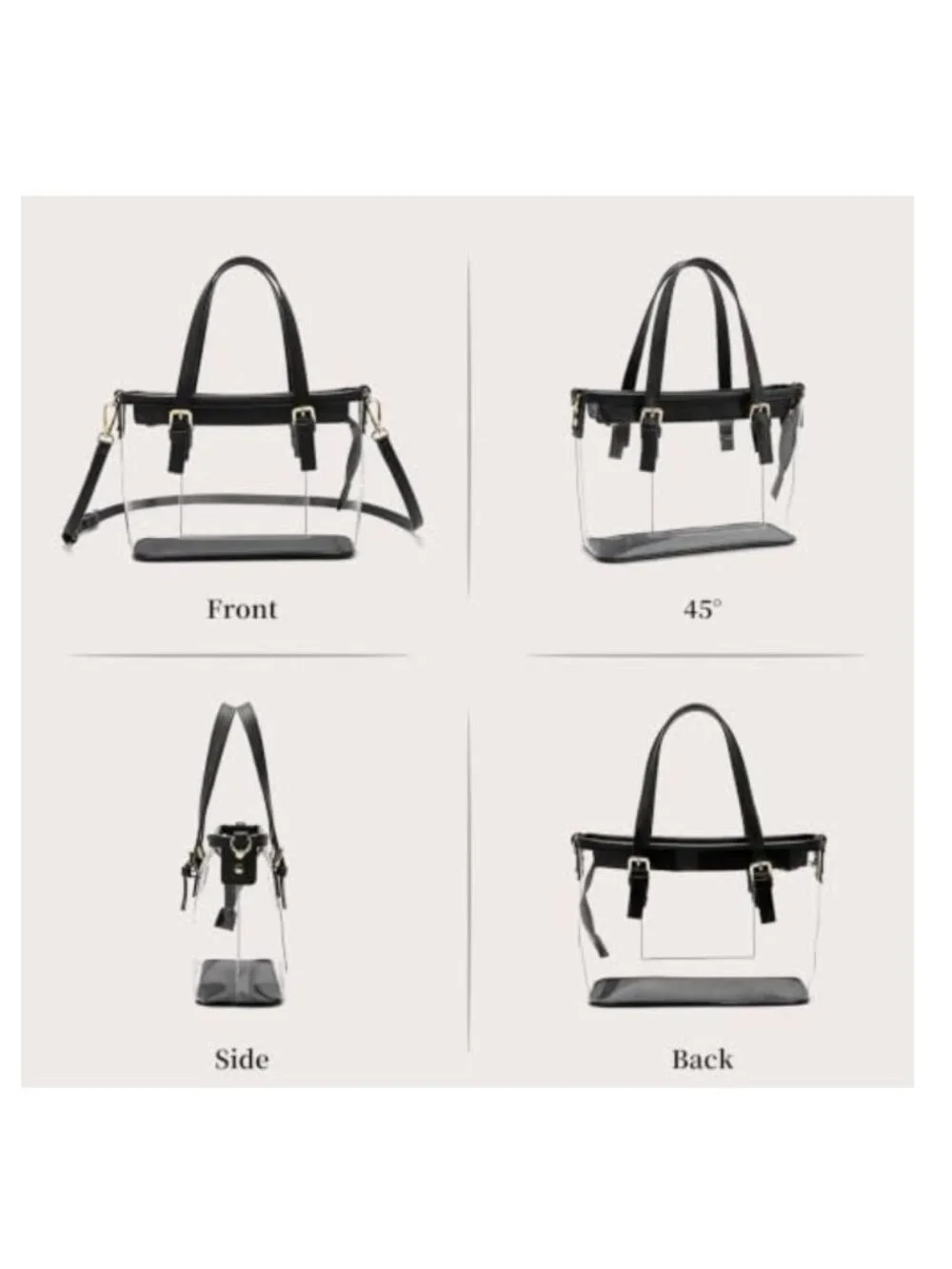 Stadium Approved Clear Crossbody Purse with Detachable Strap